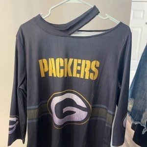 Green Bay Packers Ladies Shirt - Asymmetrical Neck